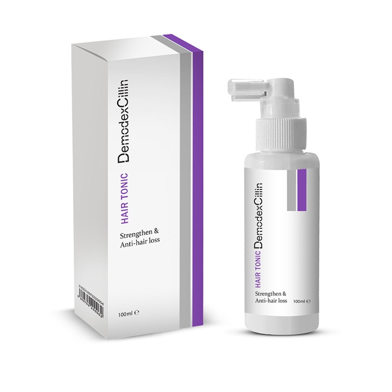 تونیک مو دمودکسیلین ضد ریزش حجم 100 تصویر تونیک مو دمودکسیلین مدل ضد ریزش حجم ۱۰۰ میلیلیتر با بستهبندی سبز و سفید