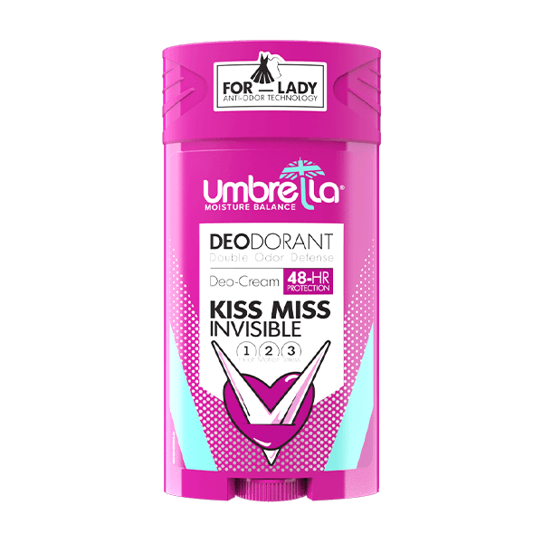 استیک ضد تعریق زنانه آمبرلا مدل KISS MISS حجم ۹۰ میل با رایحه زنانه، بدون الکل و مناسب پوست حساس